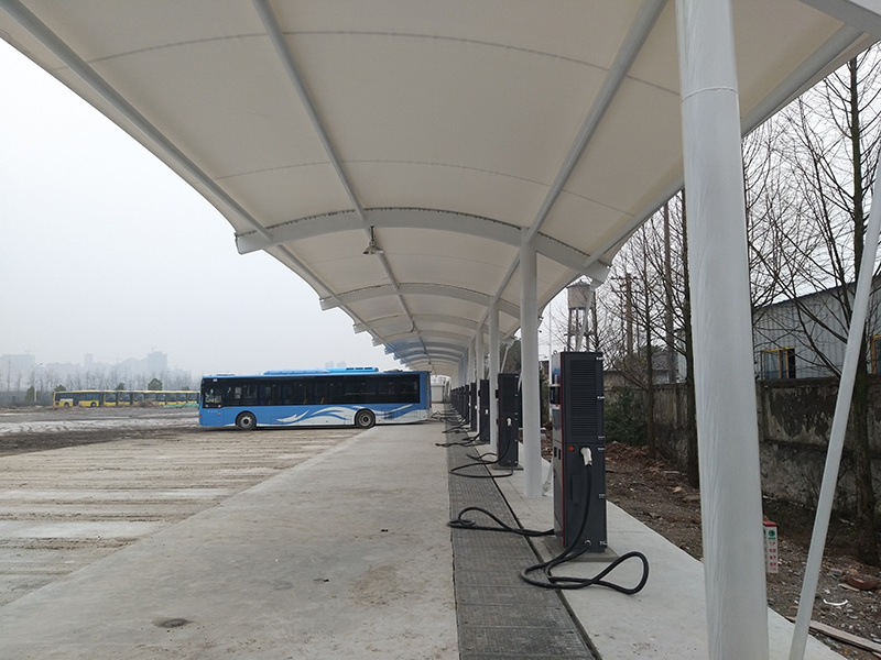 安徽池州公交站膜結構車棚